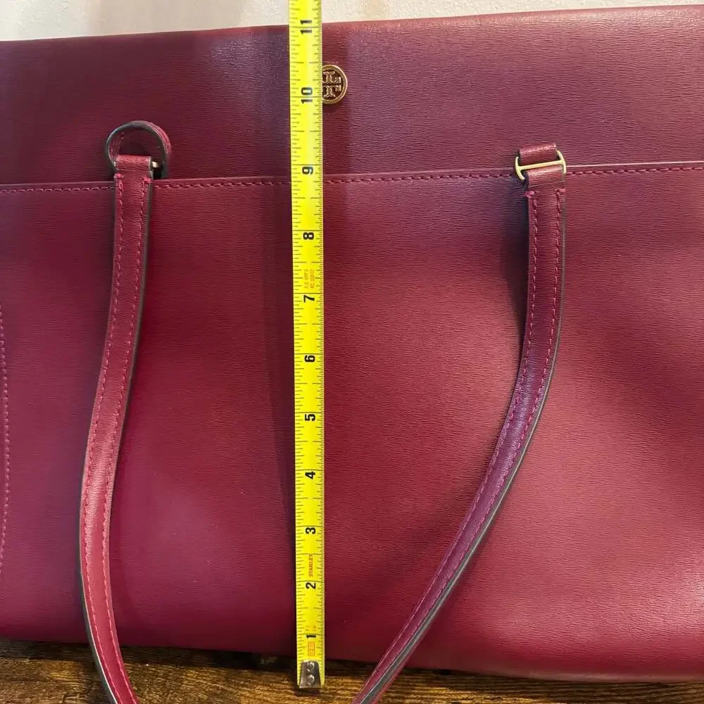 Tory Burch Parker Tote Imperial Garnet Leather Shoulder Bag